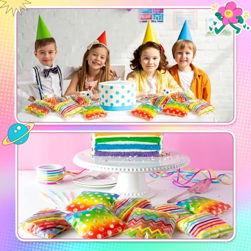 Gersoniel 200 Pcs Rainbow Cellophane Treat Bags, Colorful Cookie Bags - color: Rainbow