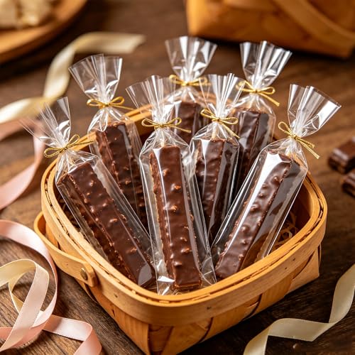 Nobranded 200 pcs Clear 3" x 11" Flat Cello Cellophane Bags Poly Treat Bags 2.8 mils for Gift Wrapping, Bakery, Cookie, Candies, Toast, Dessert, Party Favors Packaging with Color Twist Ties… - size: 3x11 Inch (Pack of 200)