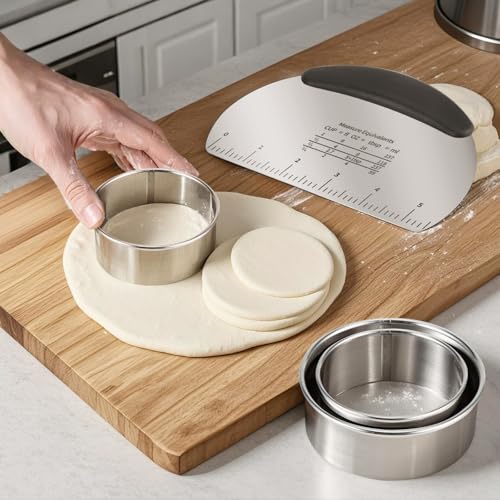 Professional Stainless Steel Dough Cutter and Scraper Combo - 2-in-1 Baking Tool for Bread, Pizza & Pastry | Multi-Use Bench Scraper with Kitchen Utensils Grip (Heavy Duty Dough Tool) - color: Silver/Black