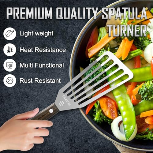 2 Pcs Fish Spatula Stainless Steel，Commercial Metal Spatula Turners - color: Silver