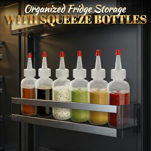 HYQO 6 Pcs Small Squeeze Bottles for Sauces, 4 Oz Plastic with Cuttable Tip - size: 4 oz