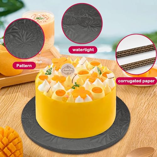 2 PCS Cake Drums, 1/2 Inch Thick 12 Inch Round Cake Boards, Black, Professional Quality Cardboards, Card Base (Maple leaf pattern) - color: Black, size: 12 inch
