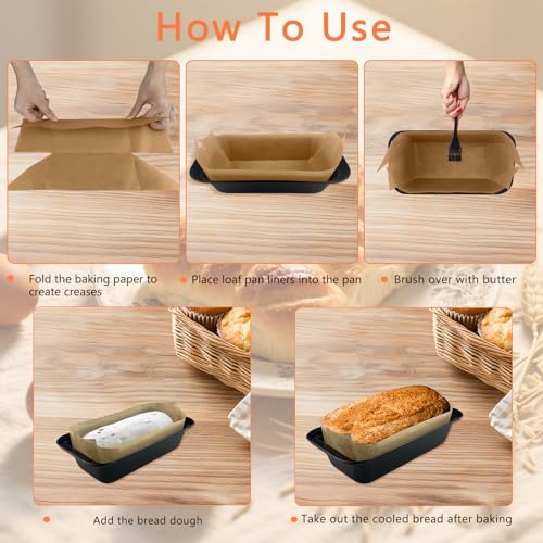 100 Pcs 9x5 in Loaf Pan Liners for Baking Bread Pan Parchment Paper - size: 14.92*5 inch