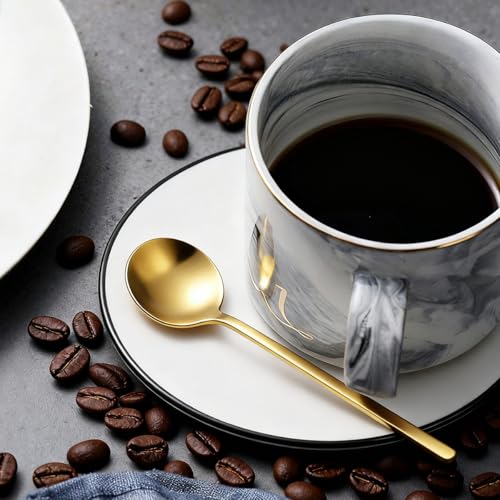 Pack of 8 Gold Stainless Steel Espresso Spoons, 5.3 Inch Mini Teaspoons Set for Coffee, Dessert, Cake, Ice Cream, Tea, Sugar, Cappuccino, Mirror Finish Small Spoon Set - color: Gold