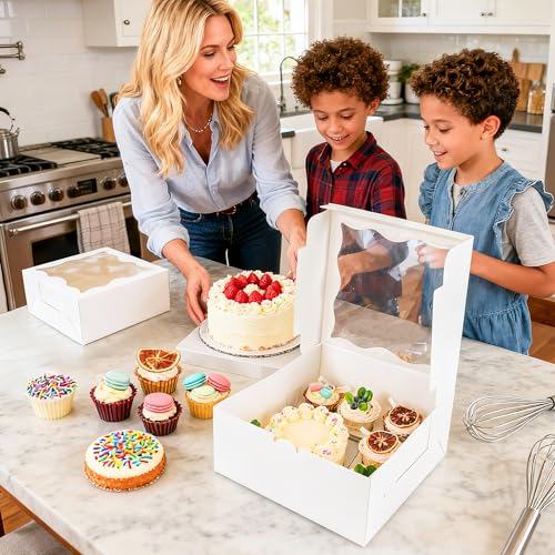 NPLUX 4 Pack 1+5 Bento Cake Cupcake Boxes with Window
