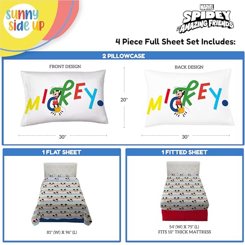Sunny Side Up Disney Mickey Mouse Full Sheet Set - 4 Piece Kids Bedding Set Includes Pillow Cover - Super Soft Microfiber Sheets - color: Multi - Mickey Mouse, size: 4 Piece Full