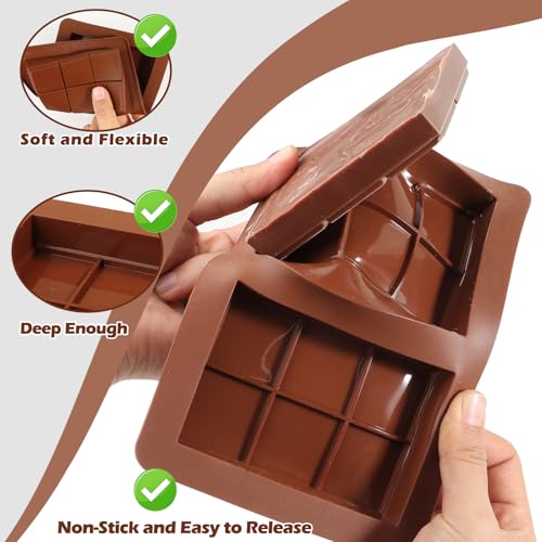 Webake Deep Mini-Sized Chocolate Bar Mold with 1 Scraper, 2-Cavity Silicone Dubai Chocolate Bar Mold for Filling Pistachio Knafeh, 100g Bar, Pack of 2 - style: Mini