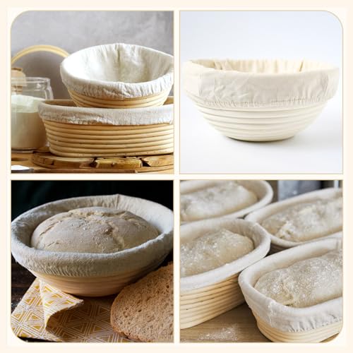 Boao 6 Pcs Bread Banneton Proofing Basket Liner Cloth Cover, Round, 10" - color: Round, size: 10 Inch