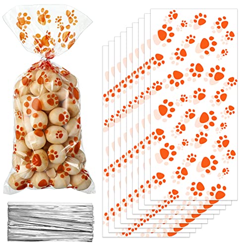 Blulu 100 Pcs Dog Treat Bags Puppy Party Favor, Orange - color: Orange