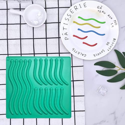 4Pcs Gummy Candy Molds - Silicone Gummy Worm Molds with 2Pcs Dropper,Non-stick and Bpa Free for Candy Chocolate Gummies Baking - color: New Gummy Worm Molds