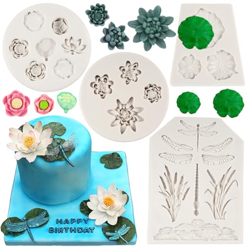 Lotus Flower Silicone Molds Dragonfly Silicone Mold Set of 4 - color: Style D