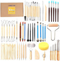LAMPTOP 61Pcs Pottery Ceramic Tools & Polymer Clay Sculpting Tools Set for Pottery Modeling Clay Tools and Carving, Air Dry Clay Tools