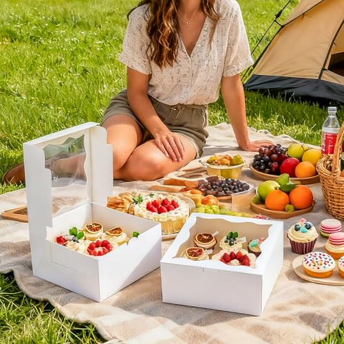 NPLUX 4 Pack 1+5 Bento Cake Cupcake Boxes with Window