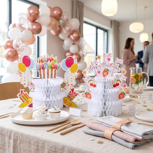 2Pk Honeycomb Cake Centerpiece, Easy Assemble Birthday Decor