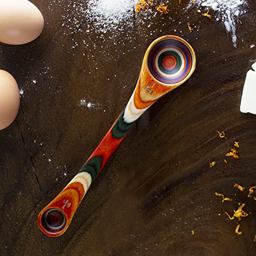 Totally Bamboo Baltique Marrakesh Collection 2 in 1 Wooden Measuring Spoon with Tablespoon and Teaspoon Measurements