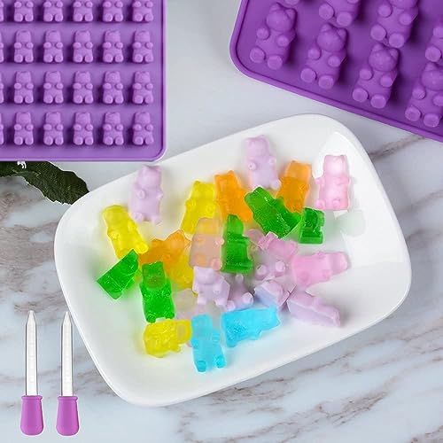 2 Piece Gummy Bear Silicone Molds For Chocolate Candy (Purple) - color: Purple