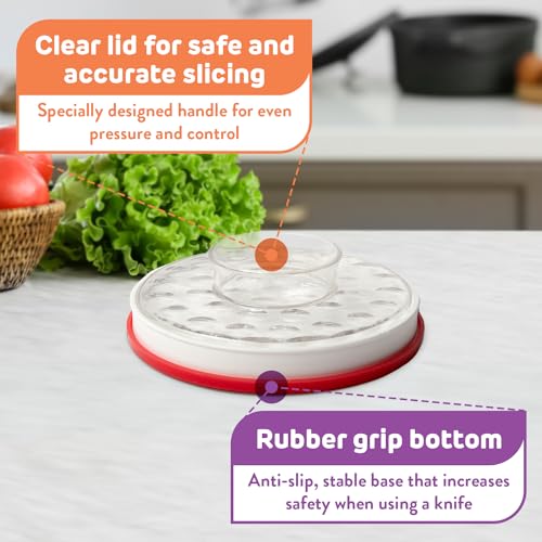 IMPRESA Easy Slice 6-in-1 Food Prep Tool - Rapid Grape & Tomato Slicer - Versatile Veggie Chopper & Strawberry Cutter - One-Handed Bagel Slicer & Chicken Breast Slicing Tool - 6 in, White