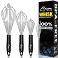 HOTEC 4Pcs Silicone Whisk Set, Wire Balloon Whisks for Cooking Egg Beater - color: 4pcs: Silver 6.7"+9.3"+10.4"+12"