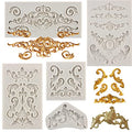 Sijiangmold Baroque Silicone Mold Scroll Relief Lace Fondant Mold Set of 5 - color: Style C