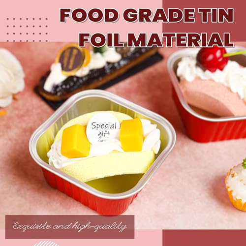 Halloween Baking Tins with Lids, Red 50 Pack for Home Bakers - color: Red, size: 5 oz