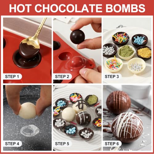 Semi Sphere Silicone Molds, 24-Cavity Non-Stick Chocolate Molds - color: 1" Semi Sphere 2 Pcs