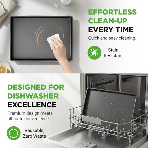 NutriChef 2-Piece XL Mega Cookie Sheet Baking Pans Set - 22" x 16" Extra Large Nonstick Carbon Steel Oven Baking Tray Pans, Stackable Bakeware, Black - NCLGBP16 - color: Black, size: 2-Pack