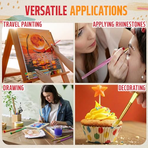 Maitys 144 Pcs All Purpose Paint Brush Set Bulk for Acrylic, Washable