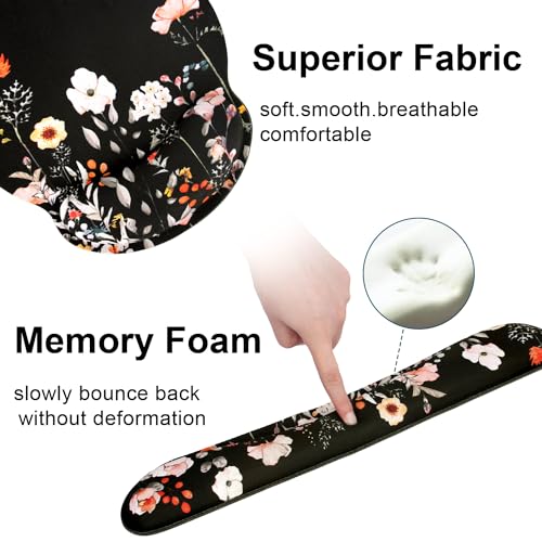 Ergonomic Mouse Pad with Wrist Rest and Keyboard Wrist Rest, Mousepad - color: Garden Flower