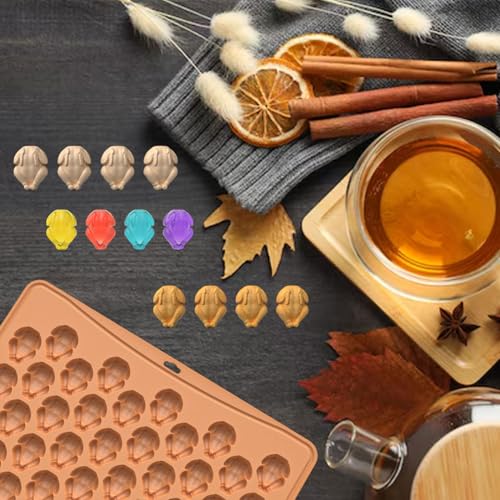 Fall Silicone Molds 100-Cavities 3D Turkey Chocolate Mold Thanksgiving Theme Chocolate Candy Moulds Homemade Cute Chocolate Mold for Autumn Party Harvest Theme Candy Pudding Jelly Making - color: Styl 10