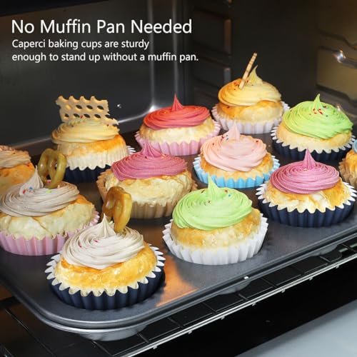 Caperci Heavy Duty Navy Cupcake Liners Standard Muffin Baking Cups 150pcs - color: Navy Blue