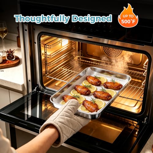 E-far Small Baking Sheet Set of 4, 9.4"x7.3" Stainless Steel Cookie Sheets - size: 9.4"x7.3"