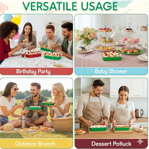 30 Pack 6.8oz Christmas Green Disposable Rectangular Aluminum Foil Mini Loaf Pans with Lids,Mini Cake Pans for Baking, Loaf Baking Pans, Small Individual Containerfor for Patrick’s Day Party Picnics - color: Green
