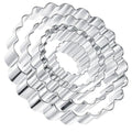 5 Pce Fluted Round Cookie Cutter Set, Circle Shaped Geometric Circle Cookie Cutter for Kitchen Baking, Donut Cutter Ring Scalloped Edge Wavy, Stainless Steel, (1.6", 2", 2.4", 2.8", 3.1")
