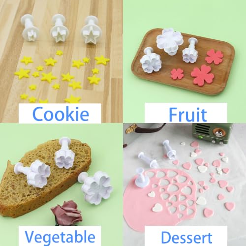 6PCS Flower Plunger Cookie Cutters Set, Cake Decorating Fondant Mold, Mini Plastic Fondant Molds for Cake Decorating Sugarcraft Baking Tools DIY Dessert Sculpting Kitchen Accessories - size: Flower