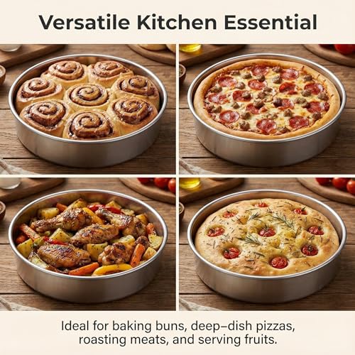 Hemoton Round Cake Pan Set of 2 Stainless Steel 7-inch