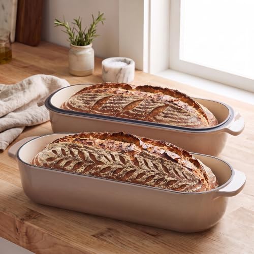 EDGING CASTING Enameled Cast Iron Loaf Pan with Lid, Bread pan, Dutch Oven Bread pan for Homemade Sourdough Bread Baking, 12.5x5.5 inch, 5qt, Mocha - color: Mocha