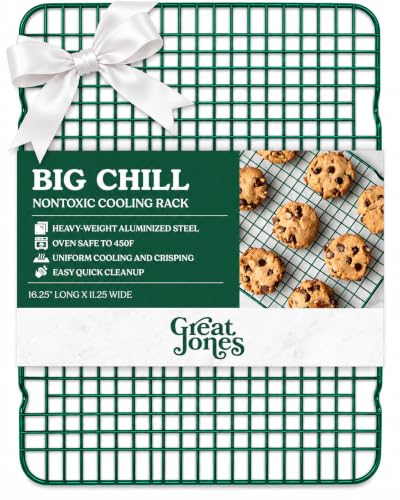 Great Jones Non Stick Wire Cooling Rack (Broccoli) – Fits Half Sheet - color: Broccoli, size: Big Chill (16.9" x 11.4")