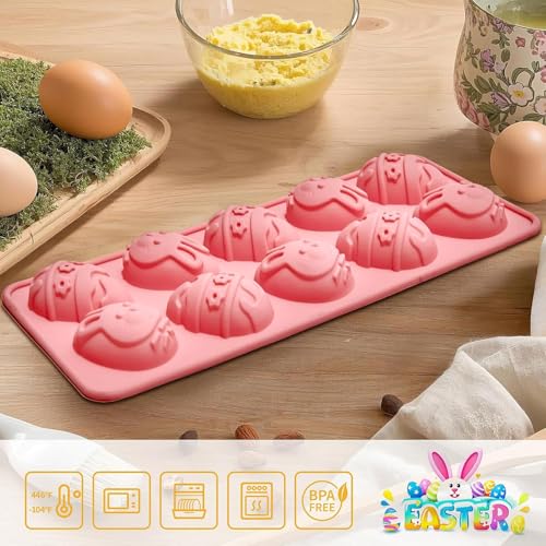 Easter Egg Jello Molds, 3 Pack Easter Egg Chocolate Molds with Bunny Shape Silicone Treat Mold for Chocolate Candy Jello Wax Muffin Cupcake Cake Decor Egg Gummy - size: Small
