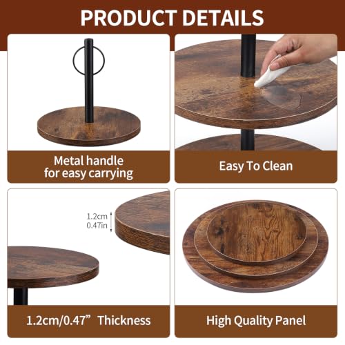 Cupcake Stand, 3 Tier Wood Cake Stands Rustic Cupcake Tower, Round Tiered Tray Stand for Dessert Table Display, Industrial Wooden Serving Stand Wedding, Graduation and Baby Shower (Zhong 1Pack) - color: Zhong 1pack