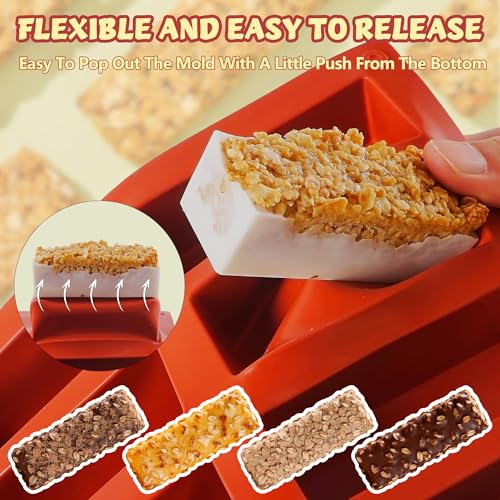 3Pcs Silicone Granola Bar Mold, 12-Cavity Rectangle Silicone Chocolate Bar Mold for Baking Chocolate Bars, Non-stick Candy Chocolate Bar Mold for Truffle, Ganache, Cheesecake, Butter - color: 12-Cavity Rectangle Chocolate Bar Mold