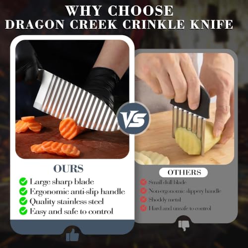 Dragon Creek Crinkle Cutter Knife - Wavy Chopper Potatoes - color: Black