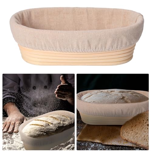 Gejoy 12 Set Oval Bread Proofing Baskets Banneton with Liner,10 Inch - size: 10 Inch