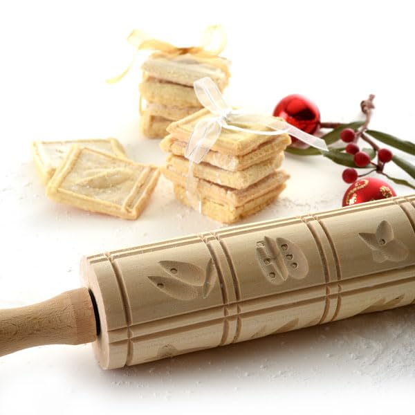 Norpro Springerle Wooden Rolling Pin, 10", Light Brown