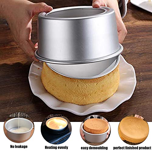 EXGOX 2 Pack 7-Inch Non-Stick Deep Aluminum Round Cake Pan With Removable Bottom For Wedding/Birthday/Christmas Cake Baking Round Cake Tin Set With Loose Base - size: 7inch