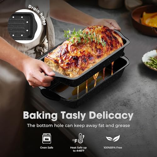 11-Piece Nonstick Baking Pans Set, Stackable Bakeware Sets, Black