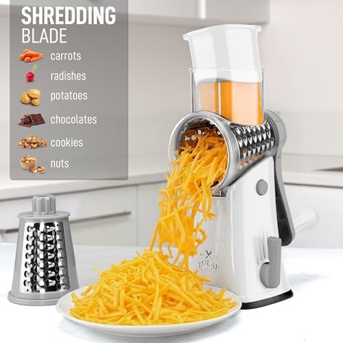 Rotary Cheese Grater Hand Crank, Vegetable Shredder - White & Gray - color: 04 - Gray and White