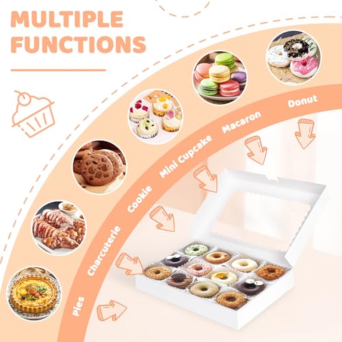 Dayacoco 40pcs Bakery Boxes with Window, 16x11x2.5 Inches, Donut Boxes
