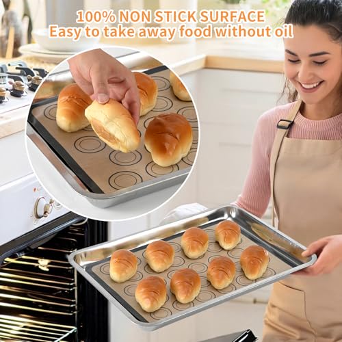 Luckyiren Macaron Silicone Baking Mats, 2 Pack Half Sheet Set, Gray/Beige - color: Gray with Circles 0.4mm