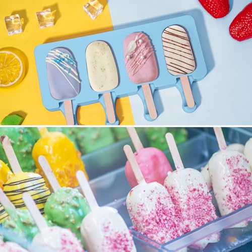 Ozera 2 Pack Silicone Popsicles Molds, Reusable Cake Pop Molds Set - color: Blue and Pink