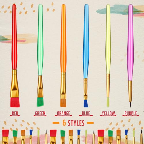Maitys 144 Pcs All Purpose Paint Brush Set Bulk for Acrylic, Washable